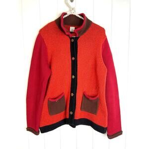 Clare by Icelandic Designs Colorblock Cotton Blend Cardigan Sweater Size Large